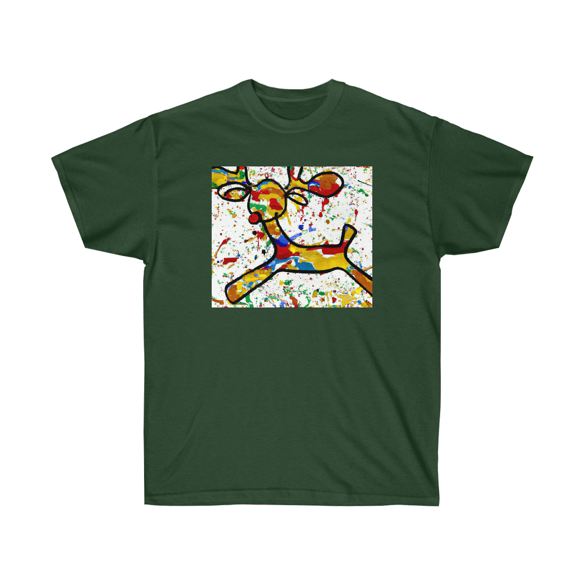 Pollock Style Young Reindeer - AI Art - Ultra Cotton Tee