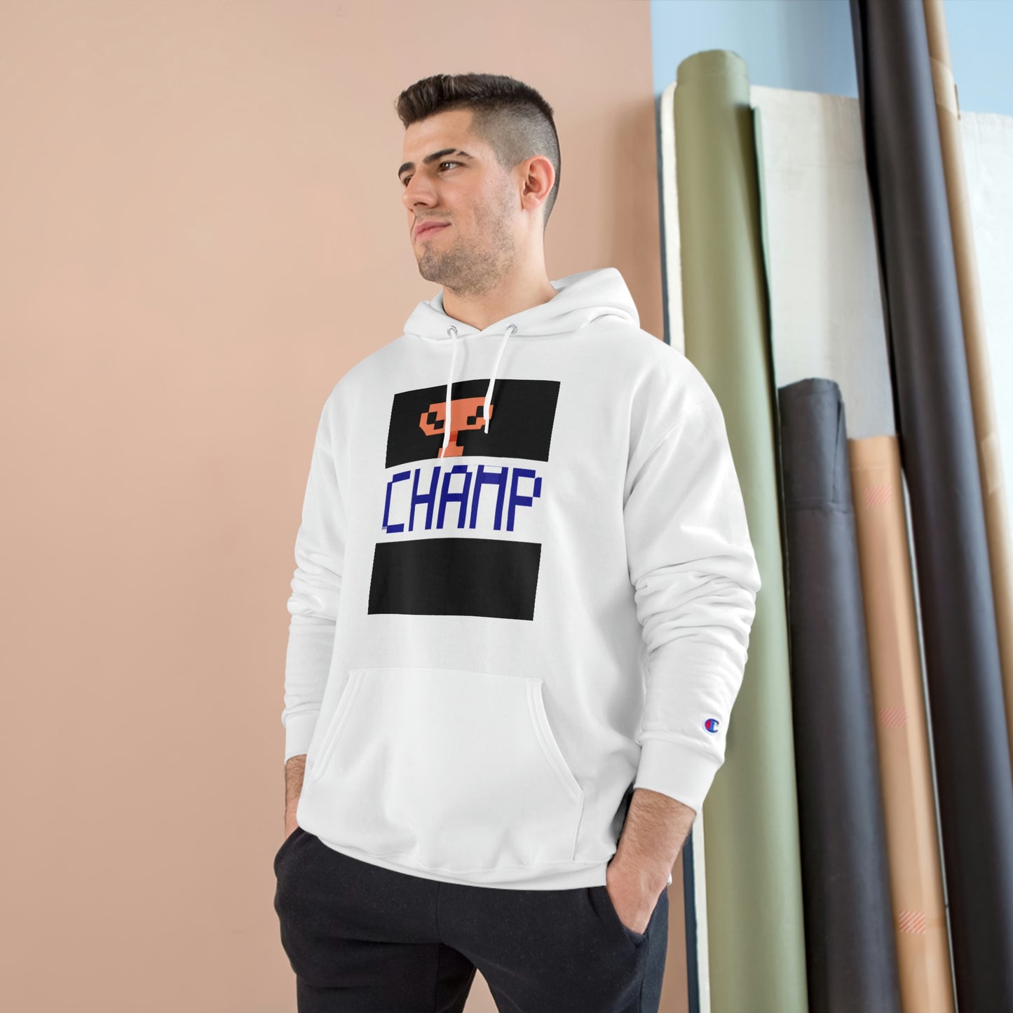 CHAMP Trophy Logo (Pixel) - AI Art - Champion Hoodie