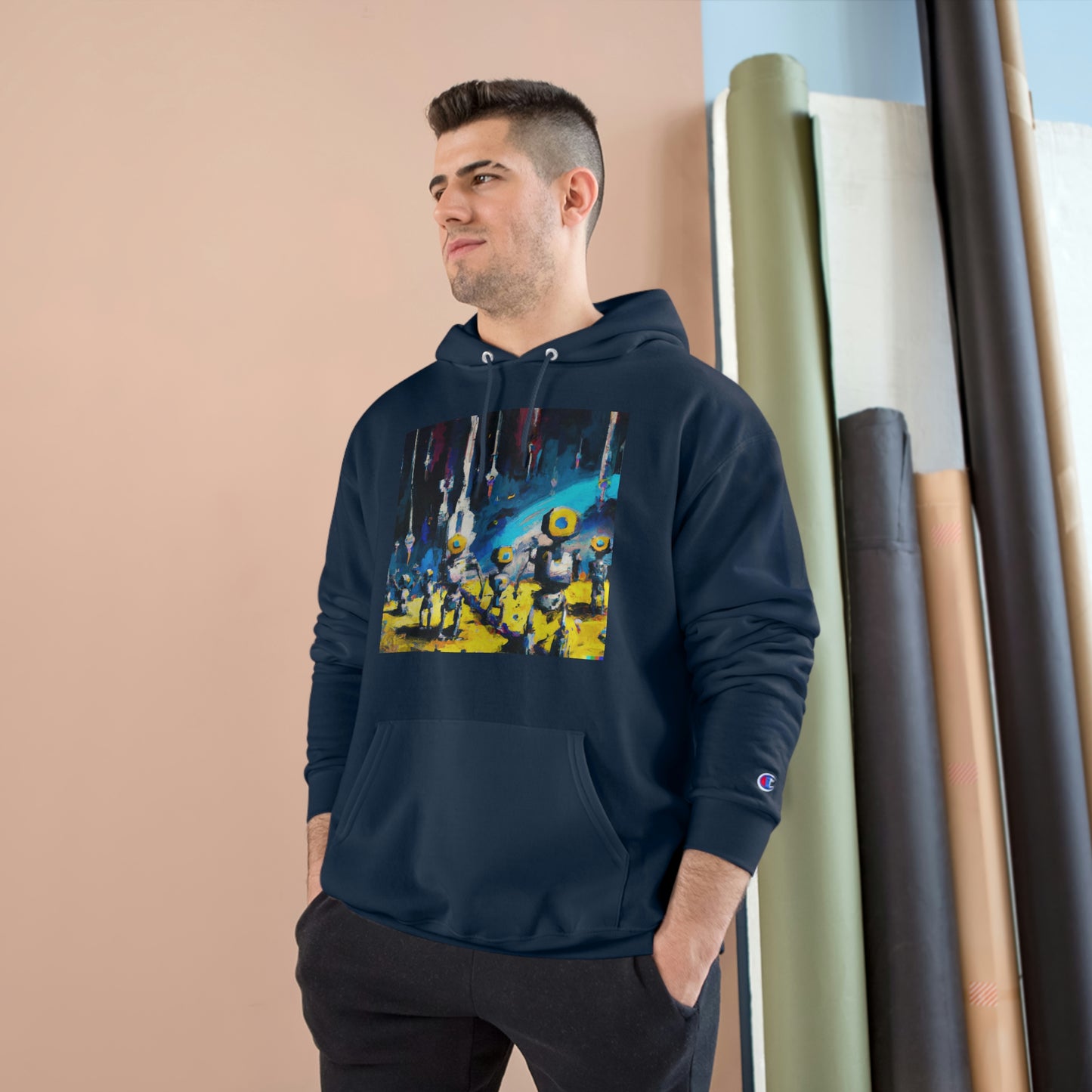 Robots in Space 1 - AI Art - Champion Hoodie