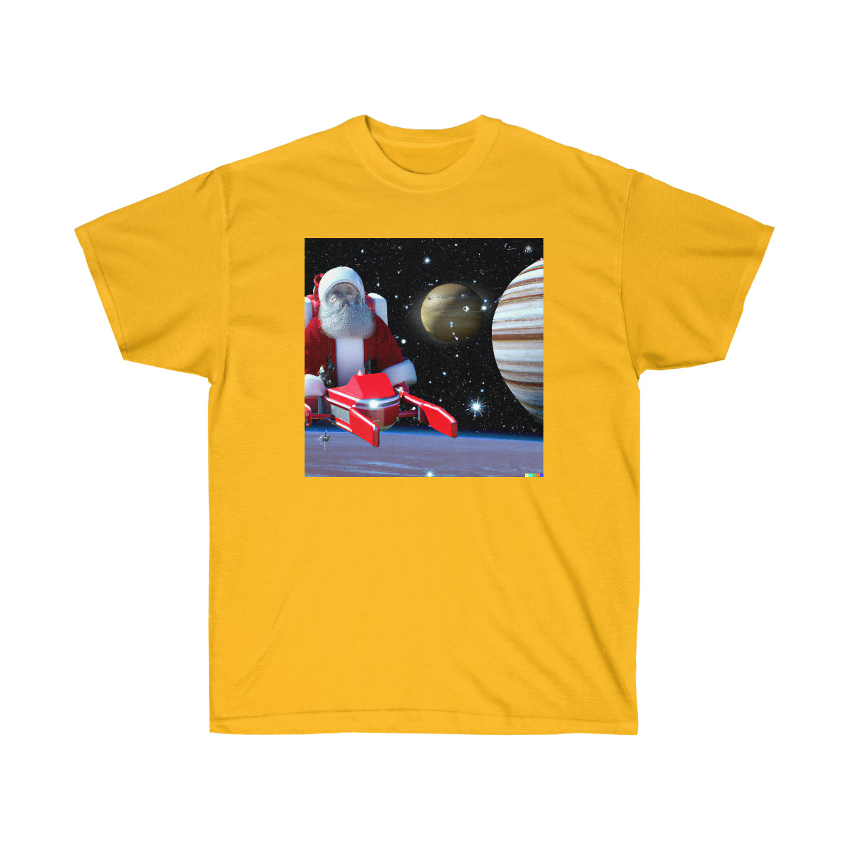 Santa Flying by Jupiter  - AI Art - Ultra Cotton Tee