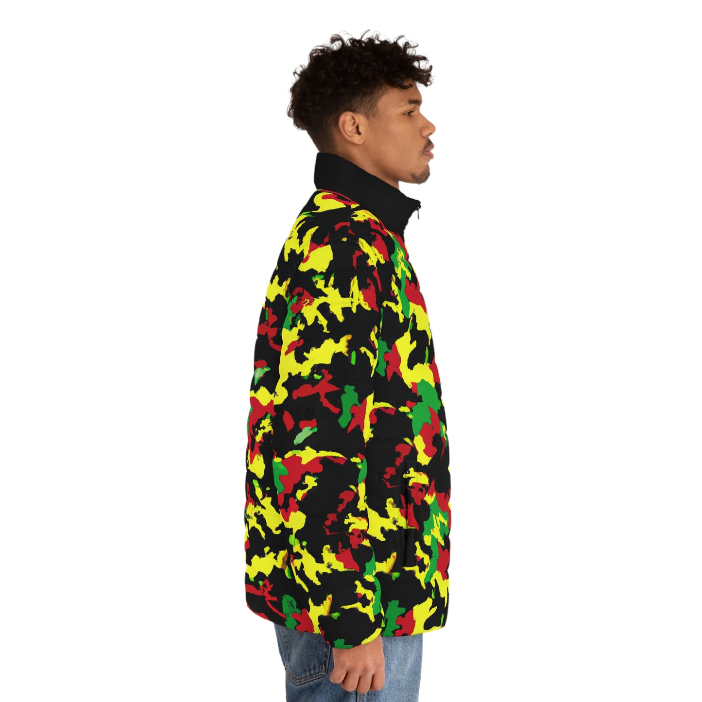 Rasta Camo Spaceballer Jacket - AI Art - Men's Puffer Jacket