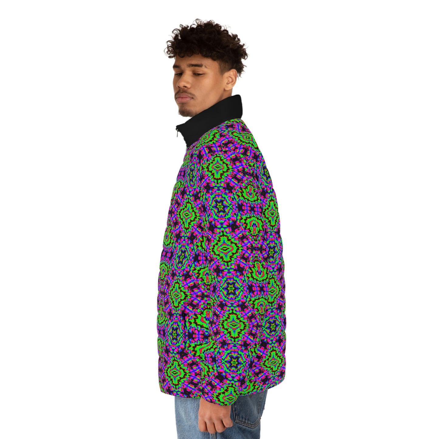 Hyperwave Fractal 2 Spaceballer Jacket - AI Art - Men's Puffer Jacket