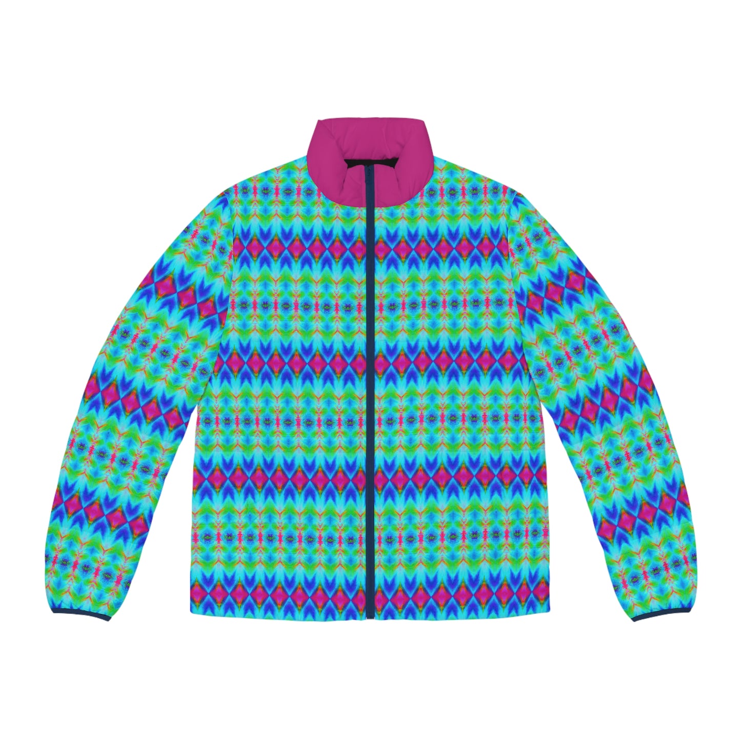 Hyperwave Argyle Spaceballer Jacket - AI Art - Men's Puffer Jacket