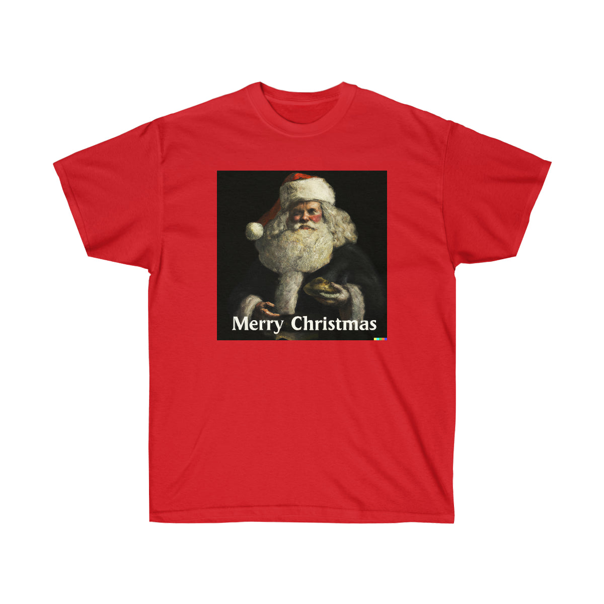 Rembrandt Style Santa Claus "Merry Christmas" - AI Art - Ultra Cotton Tee