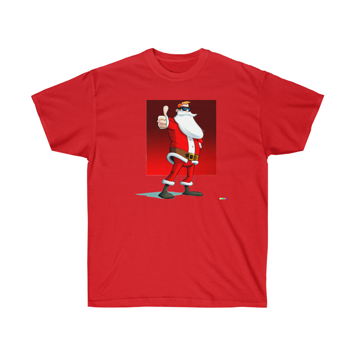 Santa in his 40's (Shades, Thumbs Up) - AI Cartoon Art - Ultra Cotton Tee