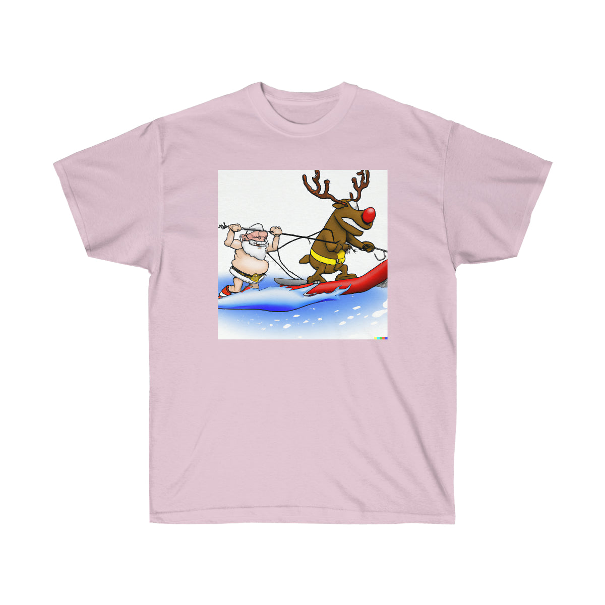 Santa Claus Waterskiing - AI Cartoon Art - Ultra Cotton Tee