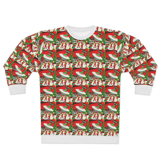 Santa's Workshop Elves Build UFO - AI Cartoon Art - Christmas and Holiday Party Sweatshirt