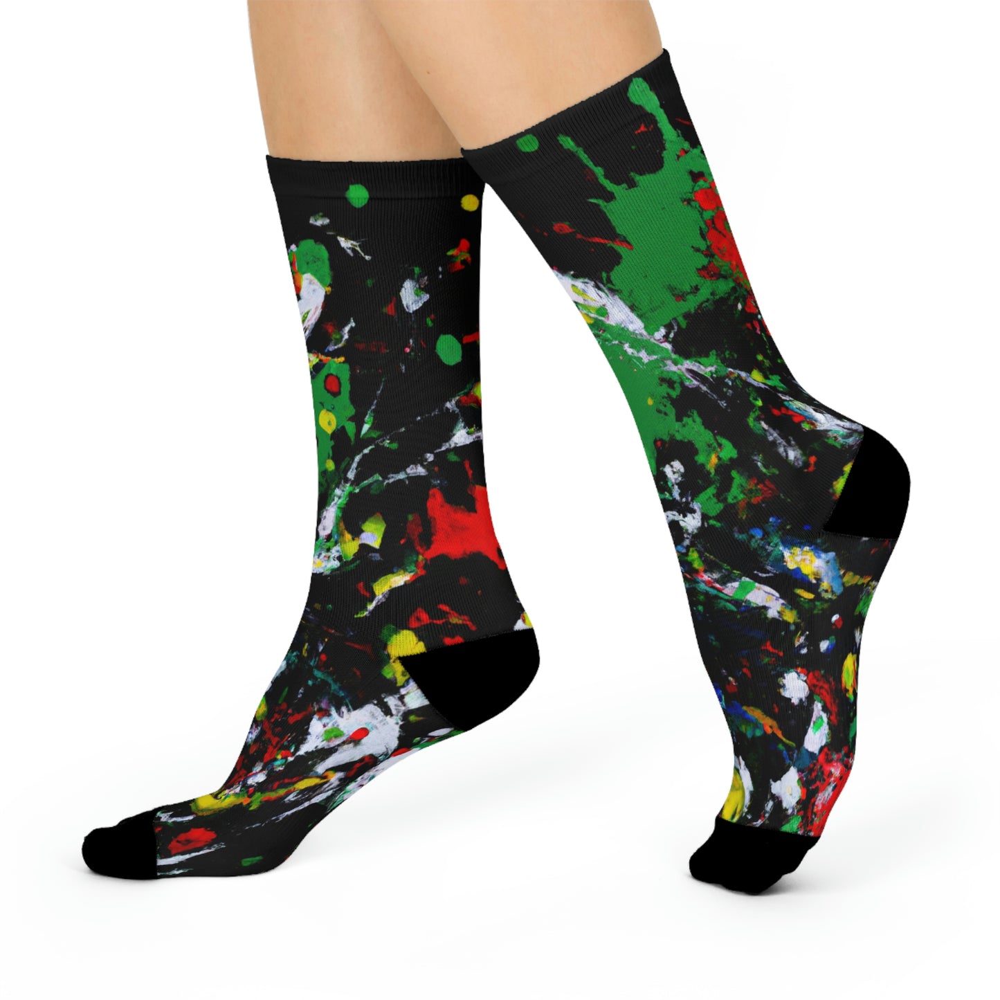 Rasta Acrylic Paint Splatter - AI Art - Crew Socks