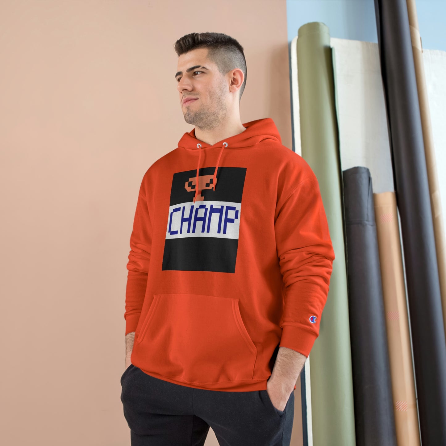 CHAMP Trophy Logo (Pixel) - AI Art - Champion Hoodie