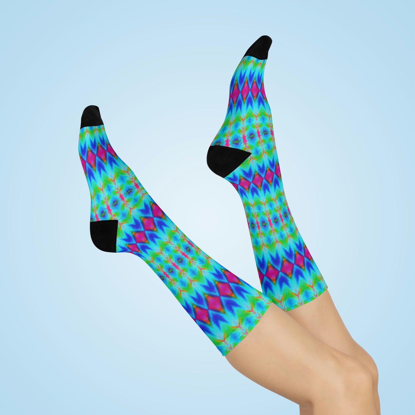 Hyperwave Argyle 1 - AI Art - Crew Socks