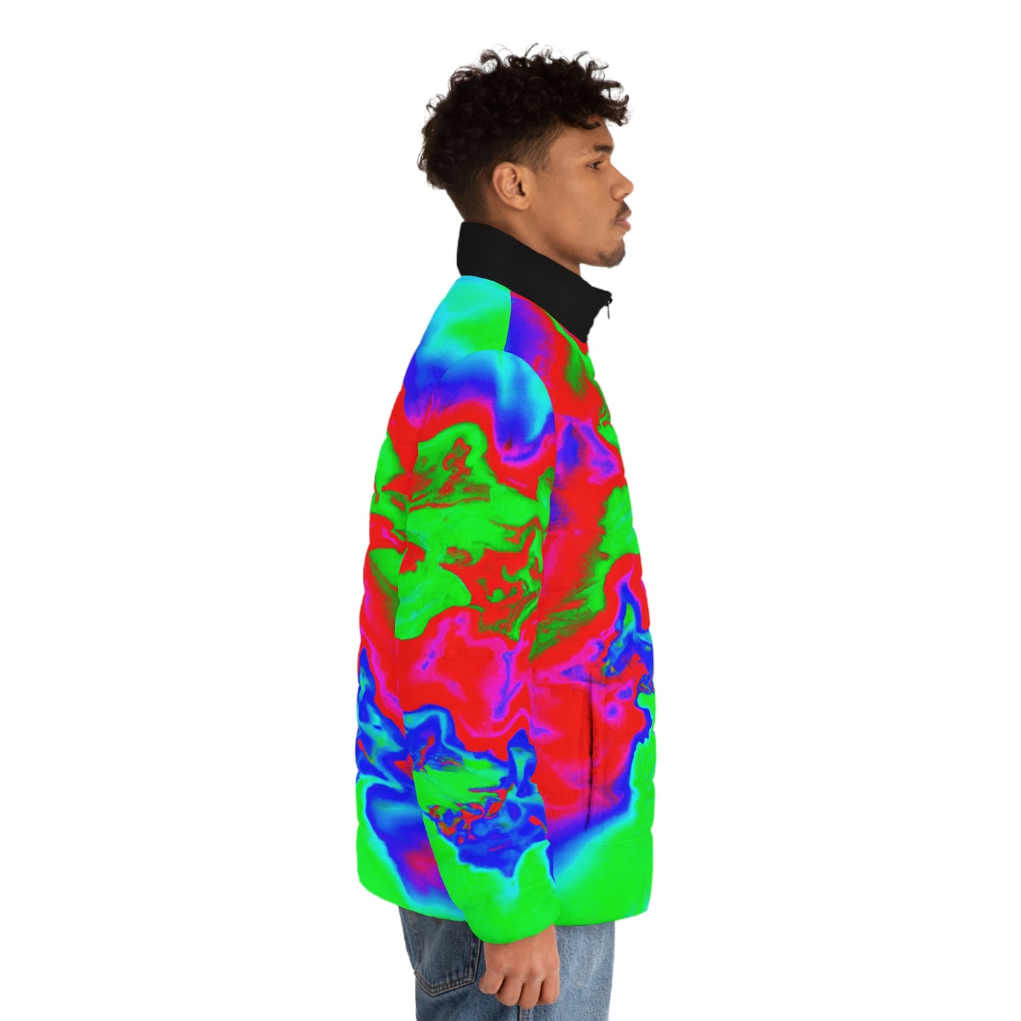 Topographical Radar Spaceballer Jacket - AI Art - Men's Puffer Jacket