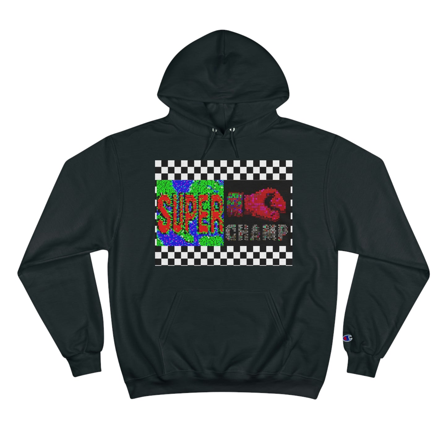 Checkered Flag (SUPER CHAMP Logo 3 8-bit) - Champion Hoodie