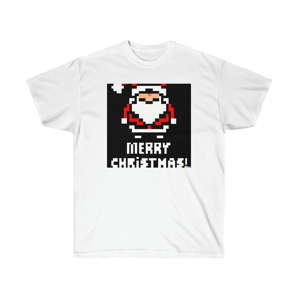 Santa Claus "MERRY CHRISTMAS" - AI 8-bit Pixel Art - Ultra Cotton Tee