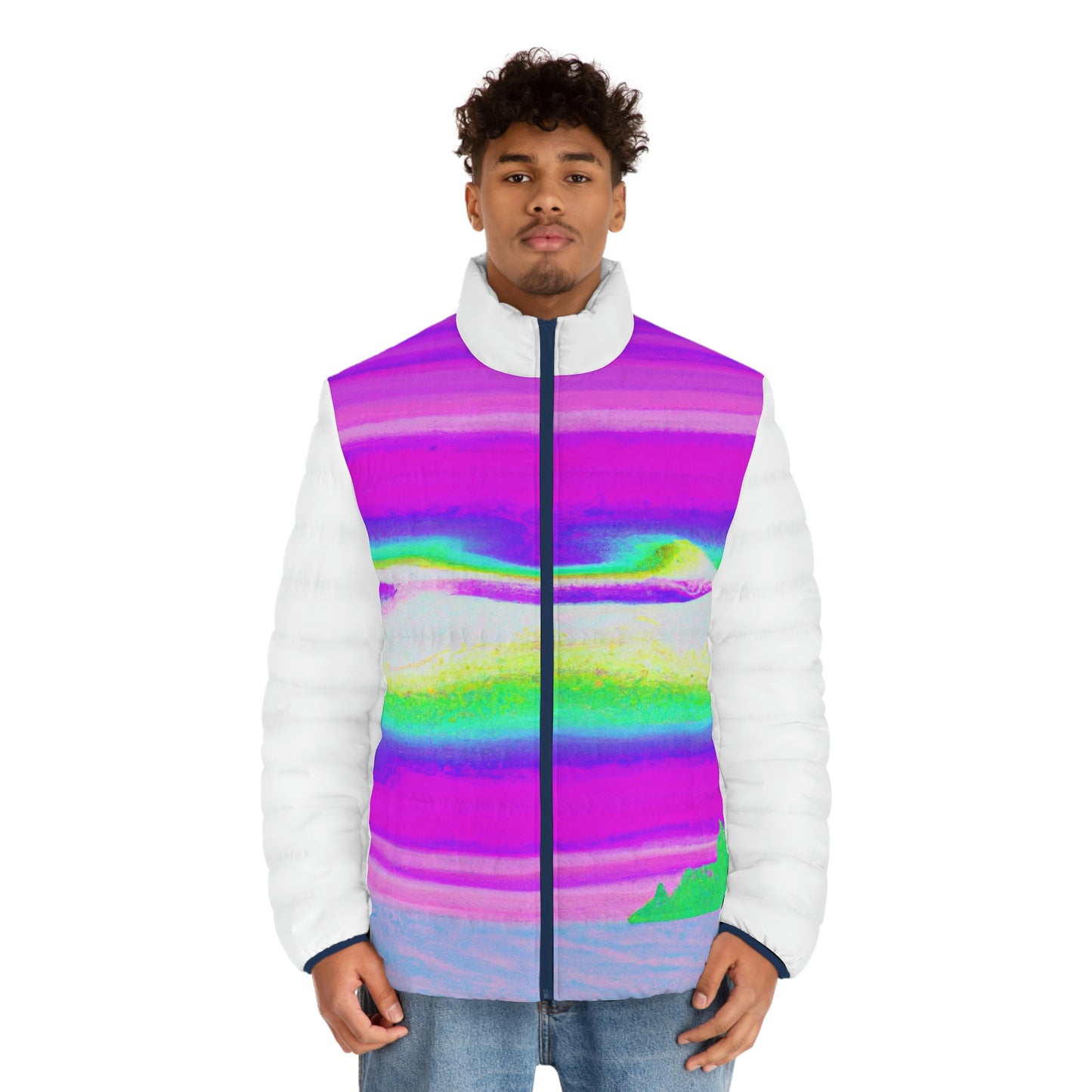 Hyperwave Island (Surfer Style) Spaceballer Jacket - AI Art - Men's Puffer Jacket