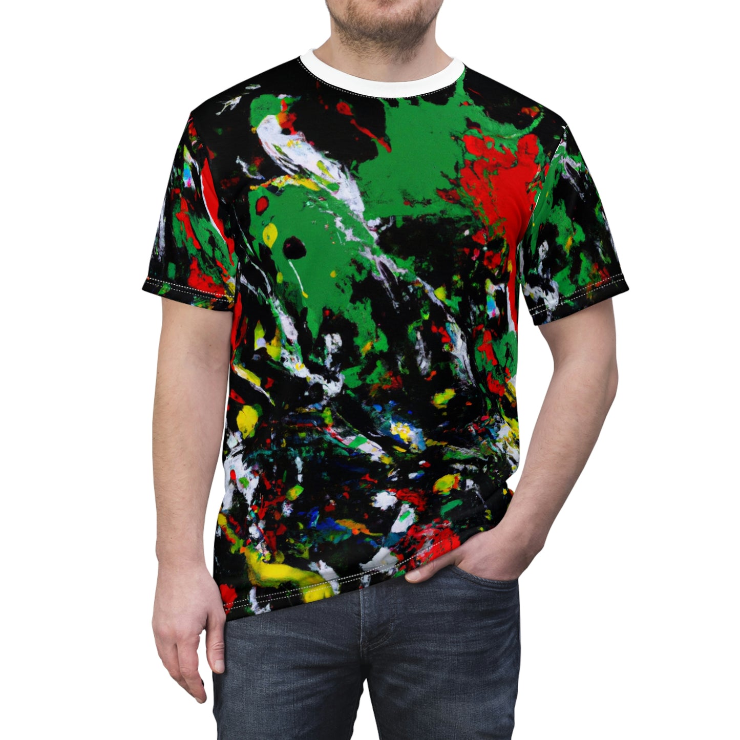 Rasta Acrylic Paint Splatter - AI Art - T-Shirt