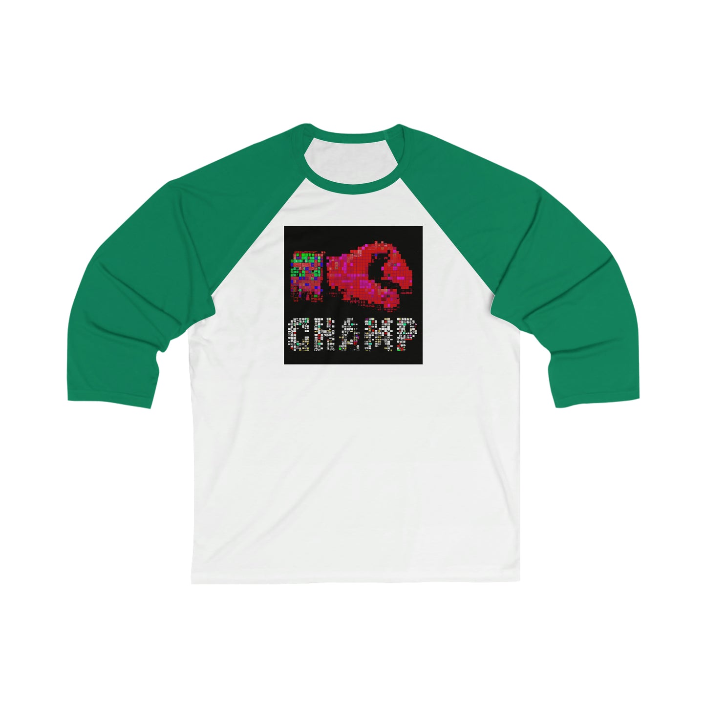 CHAMP (Alt Logo 3 Pixel Art Boxing Glove) - AI Art - 3\4 Sleeve Baseball Tee