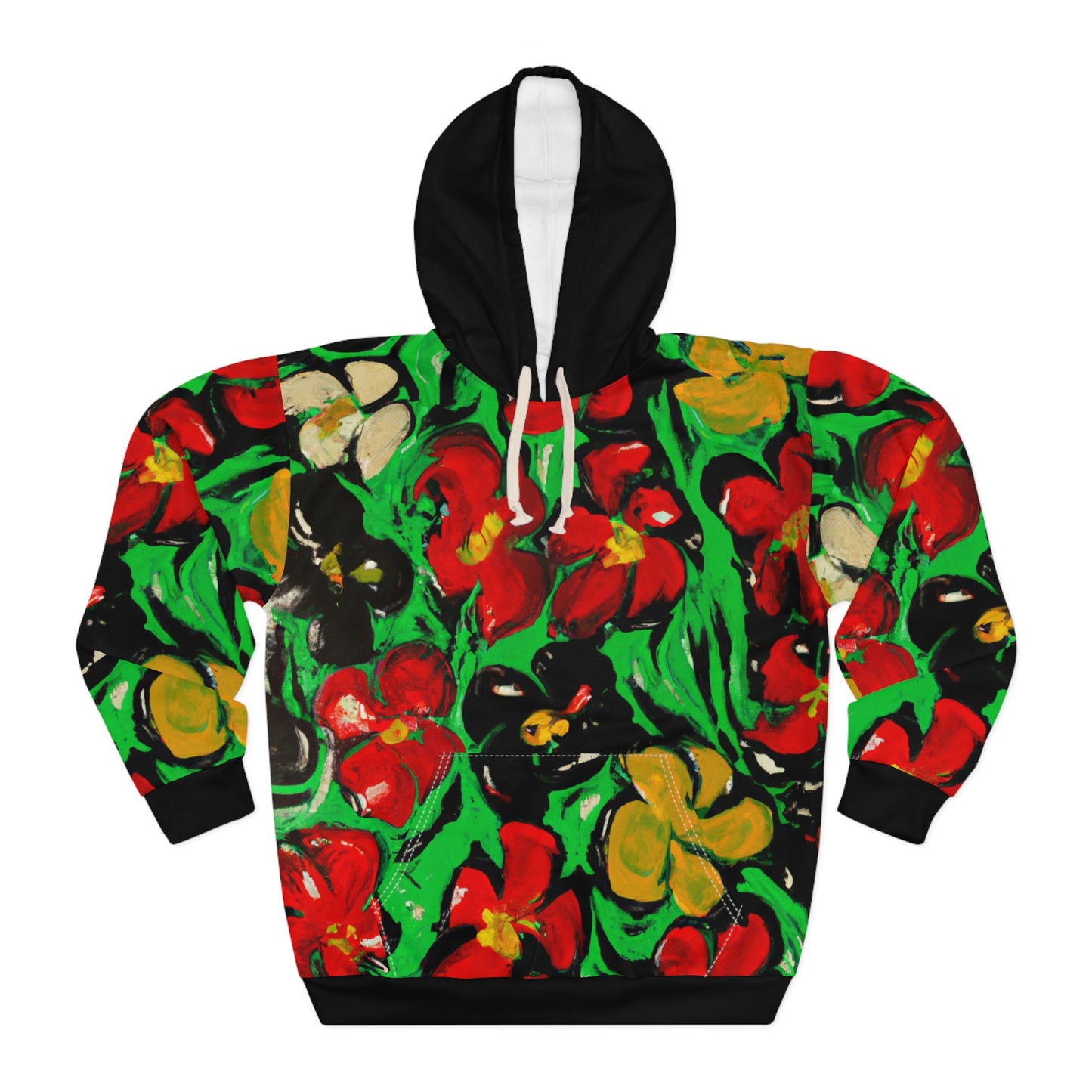 Floral Acrylic Paint 9 - AI Art - Pullover Hoodie