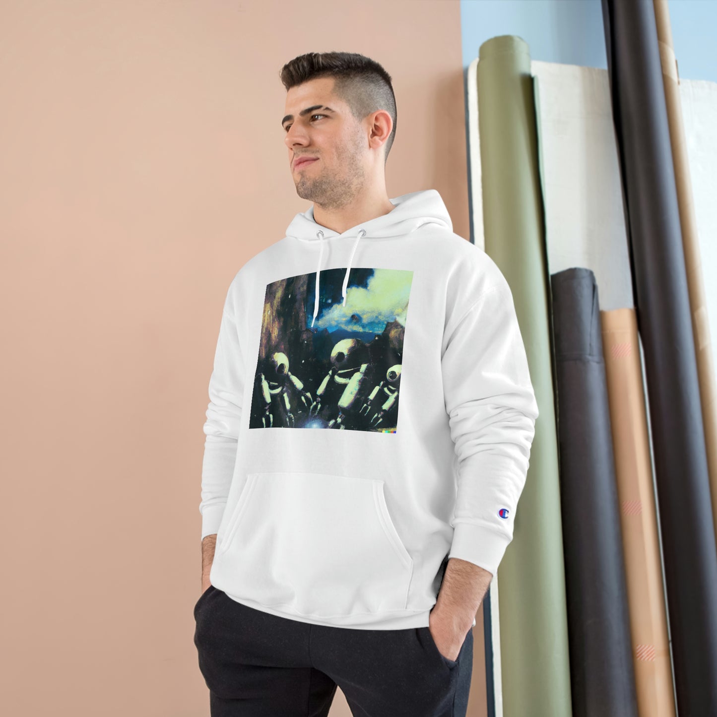 Robots in Space 2 - AI Art - Champion Hoodie