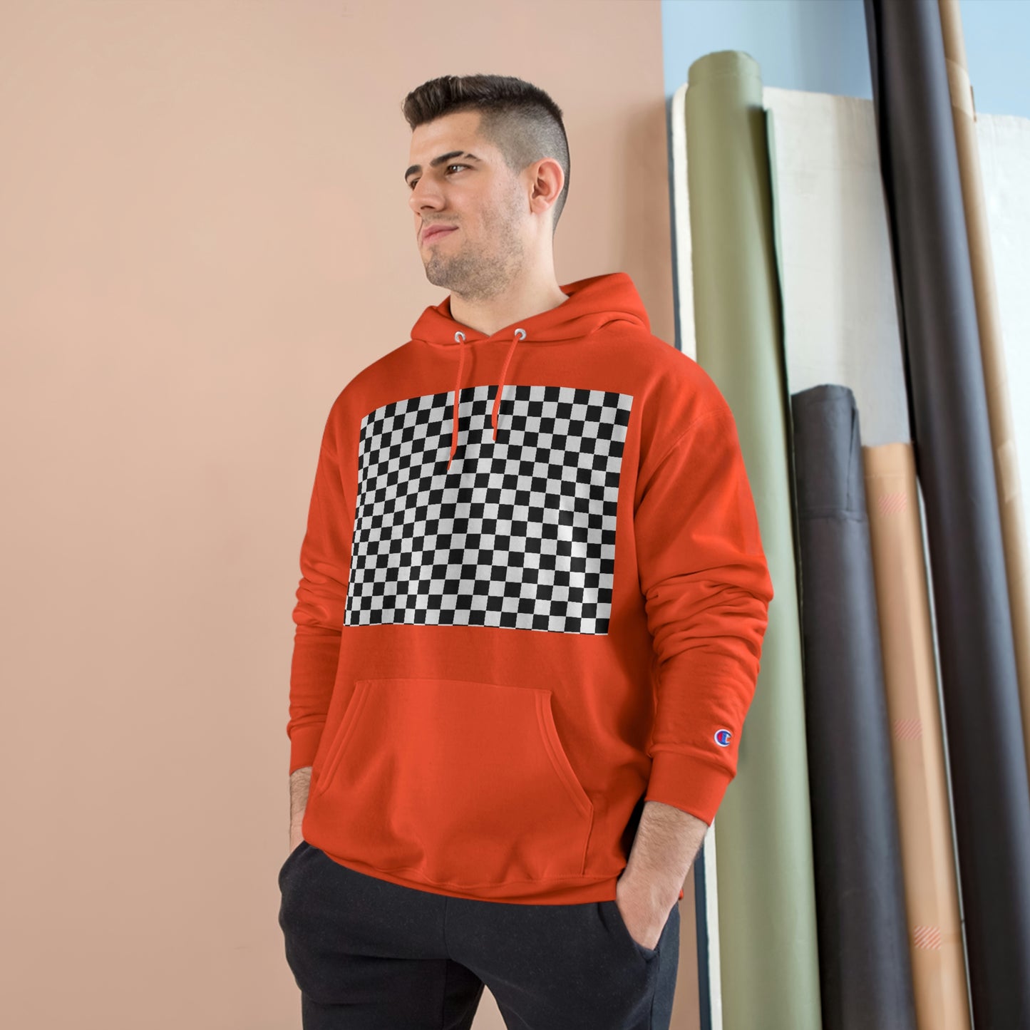 Checkered Flag (No Logo) - Champion Hoodie