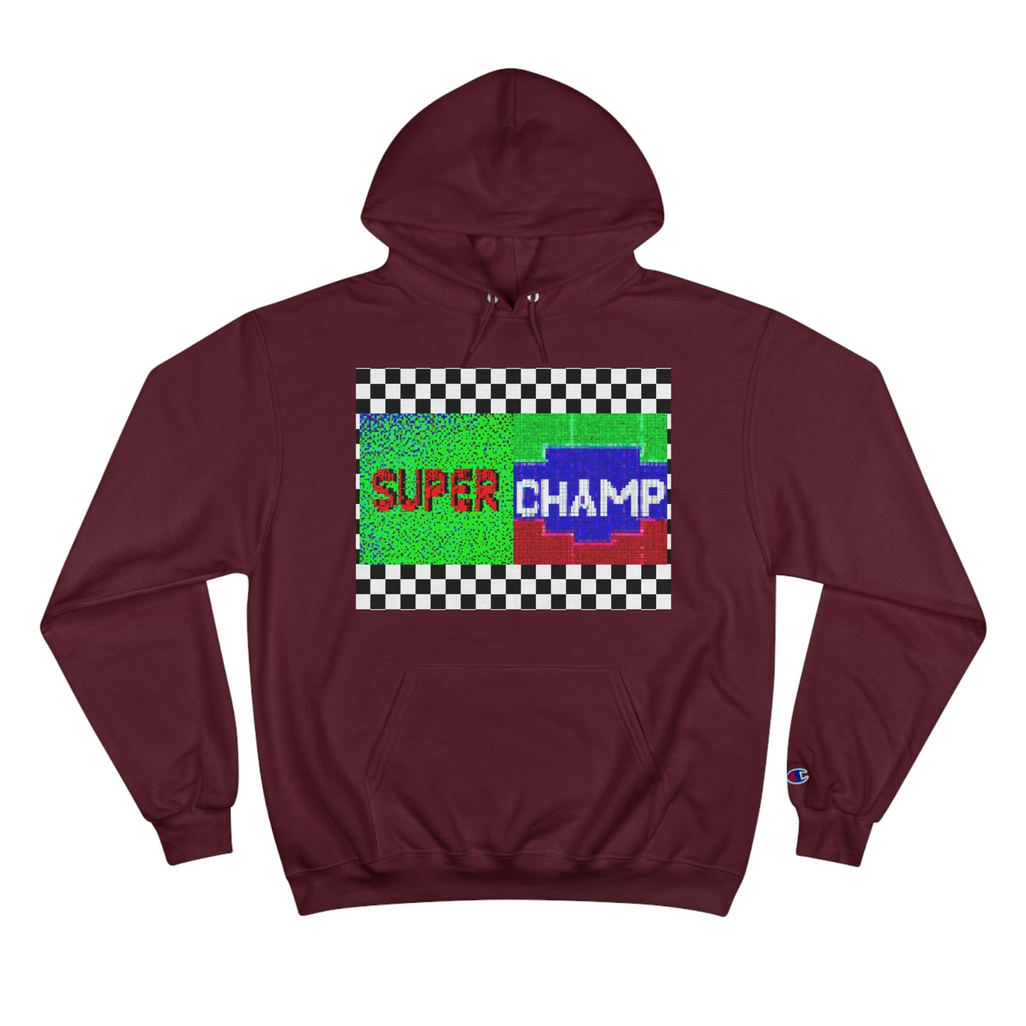 Checkered Flag (SUPER CHAMP Logo 2 8-bit) - Champion Hoodie