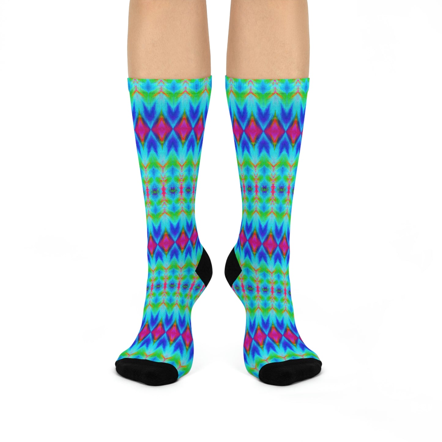 Hyperwave Argyle 1 - AI Art - Crew Socks