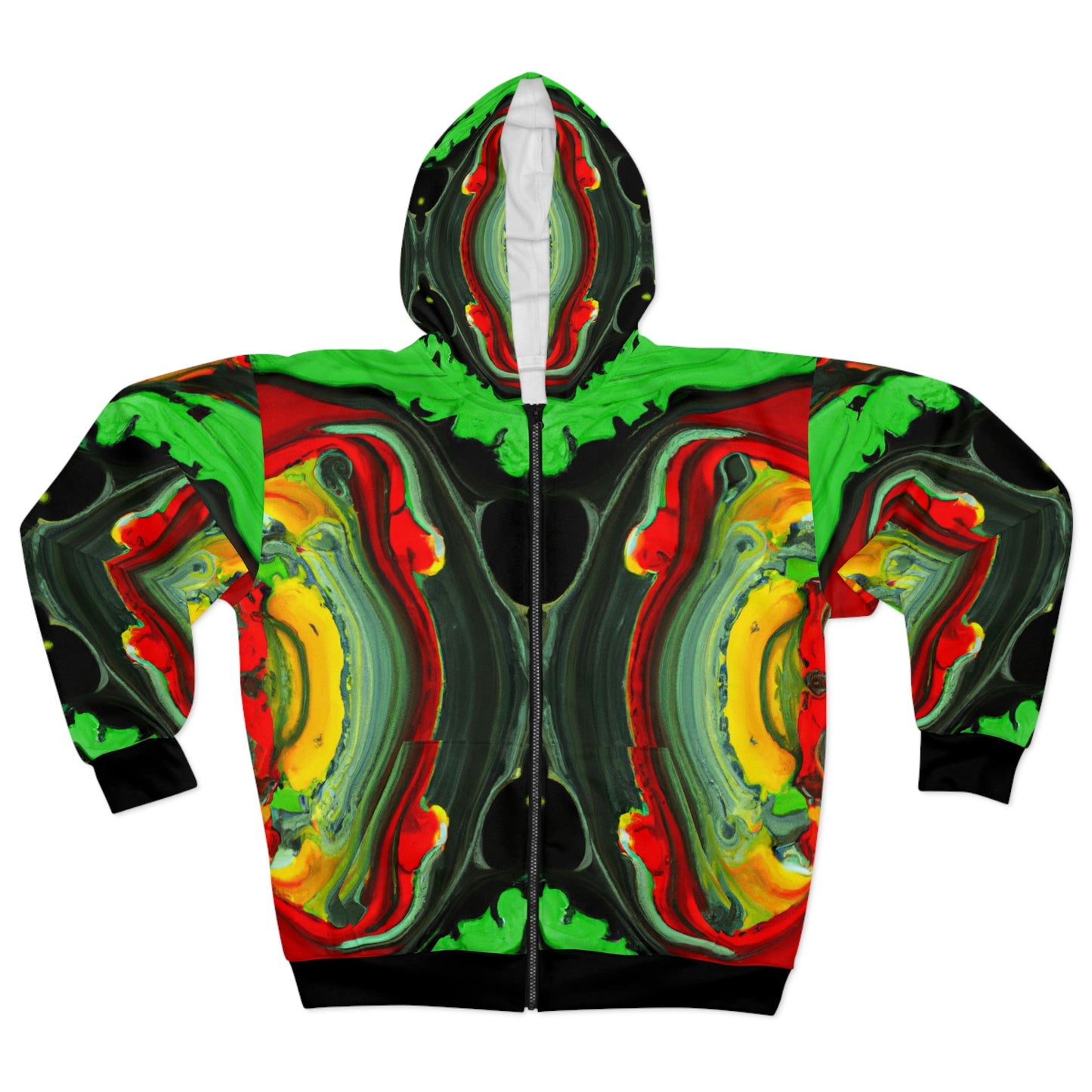 Rasta Wet Acrylic Paint - AI Art - Zip Hoodie