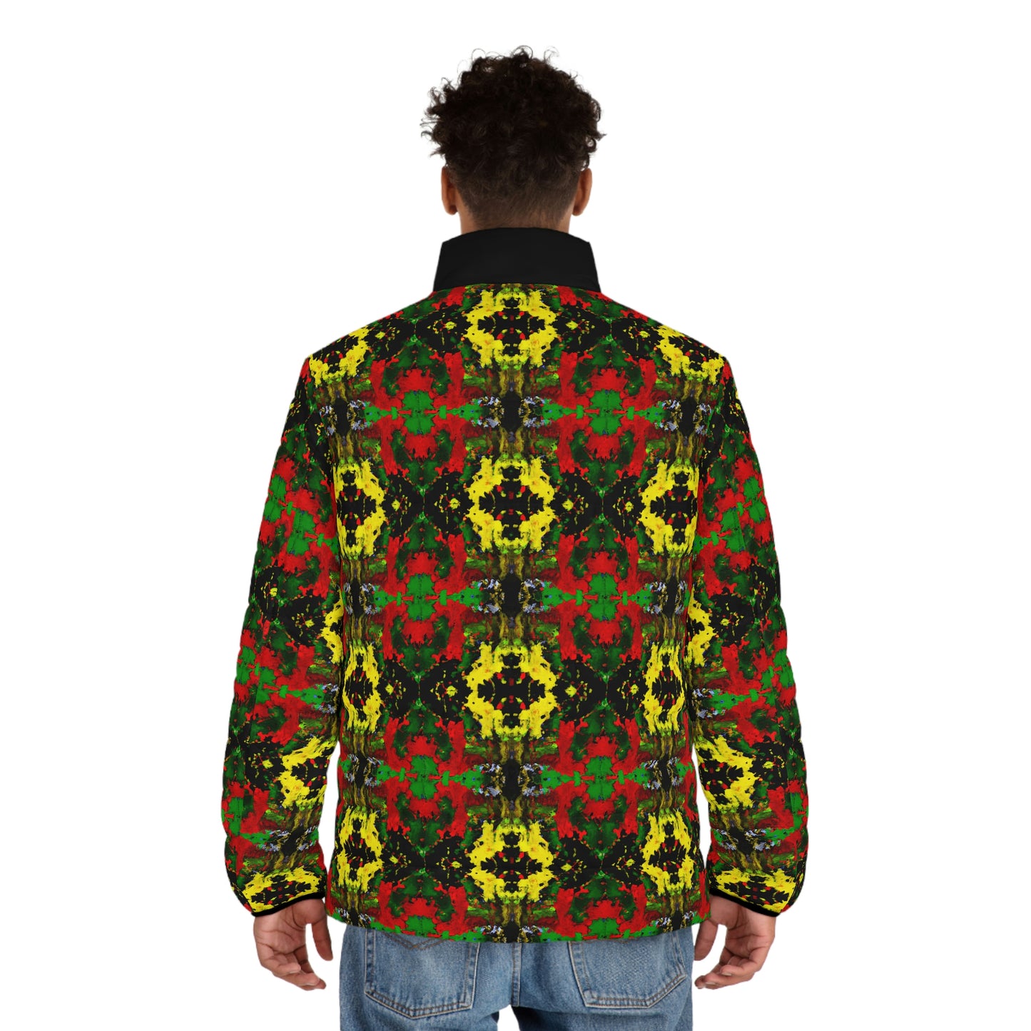 Rasta Kaleidescope 3 Spaceballer Jacket - AI Art - Men's Puffer Jacket