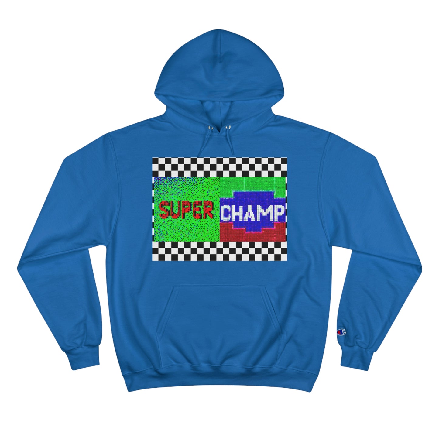 Checkered Flag (SUPER CHAMP Logo 2 8-bit) - Champion Hoodie