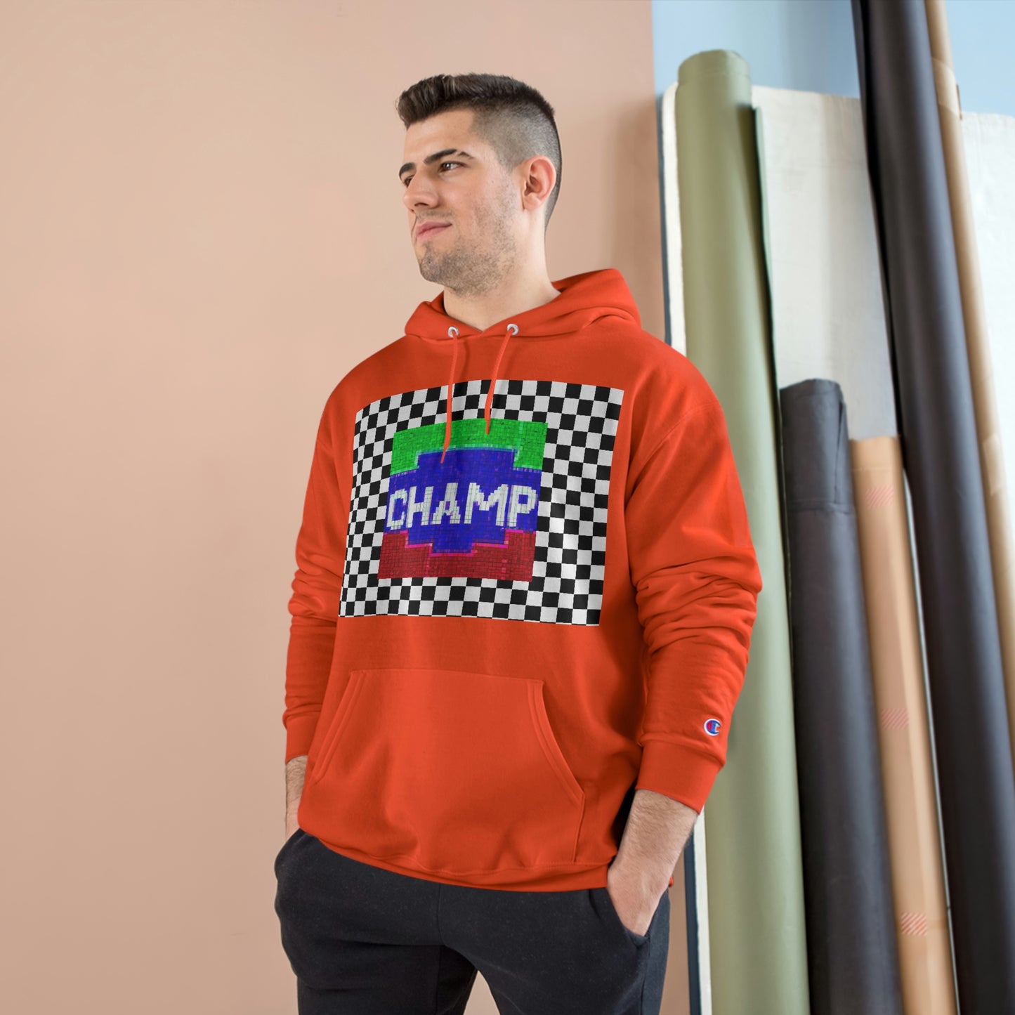 Checkered Flag (CHAMP Logo 2 8-bit) - Champion Hoodie