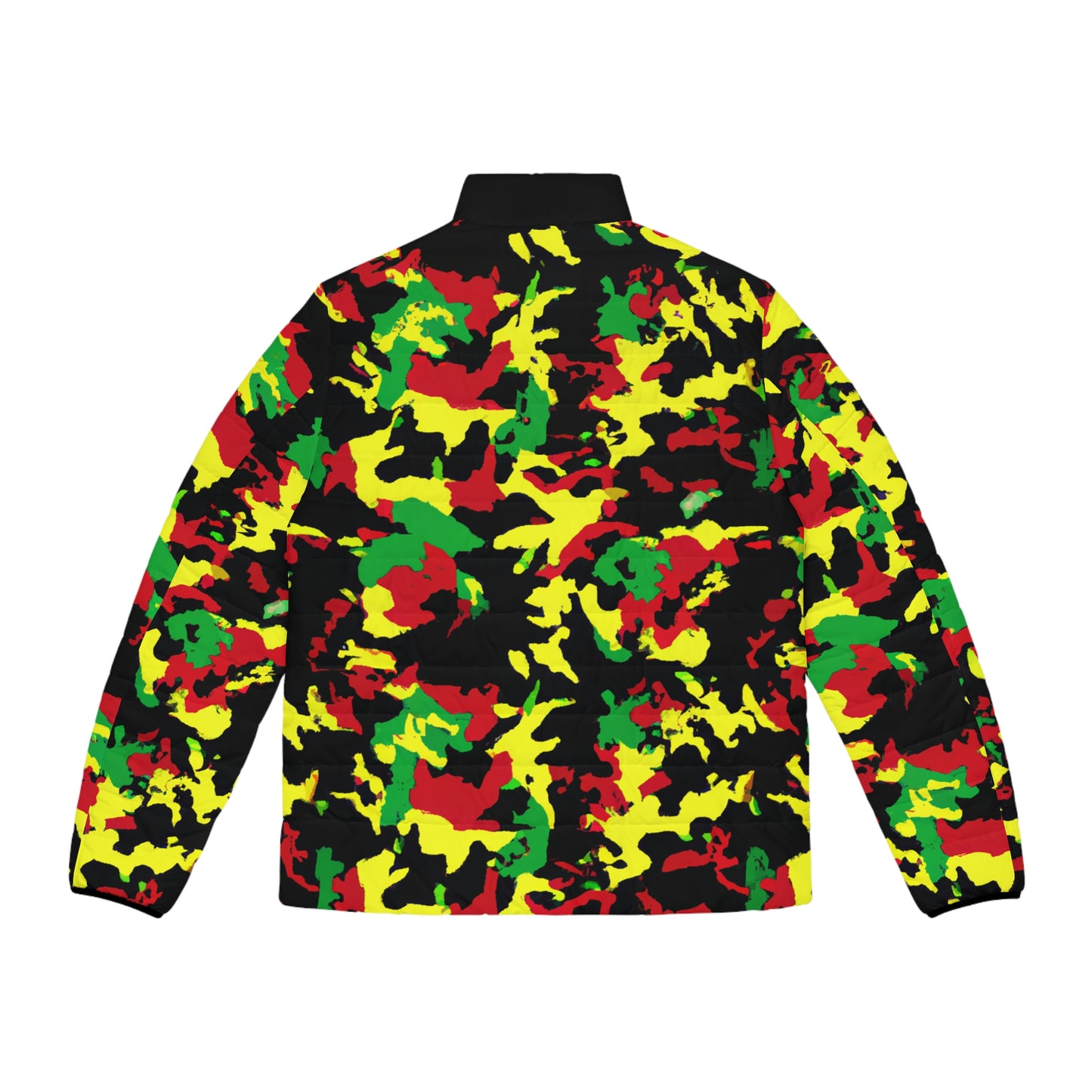 Rasta Camo Spaceballer Jacket - AI Art - Men's Puffer Jacket