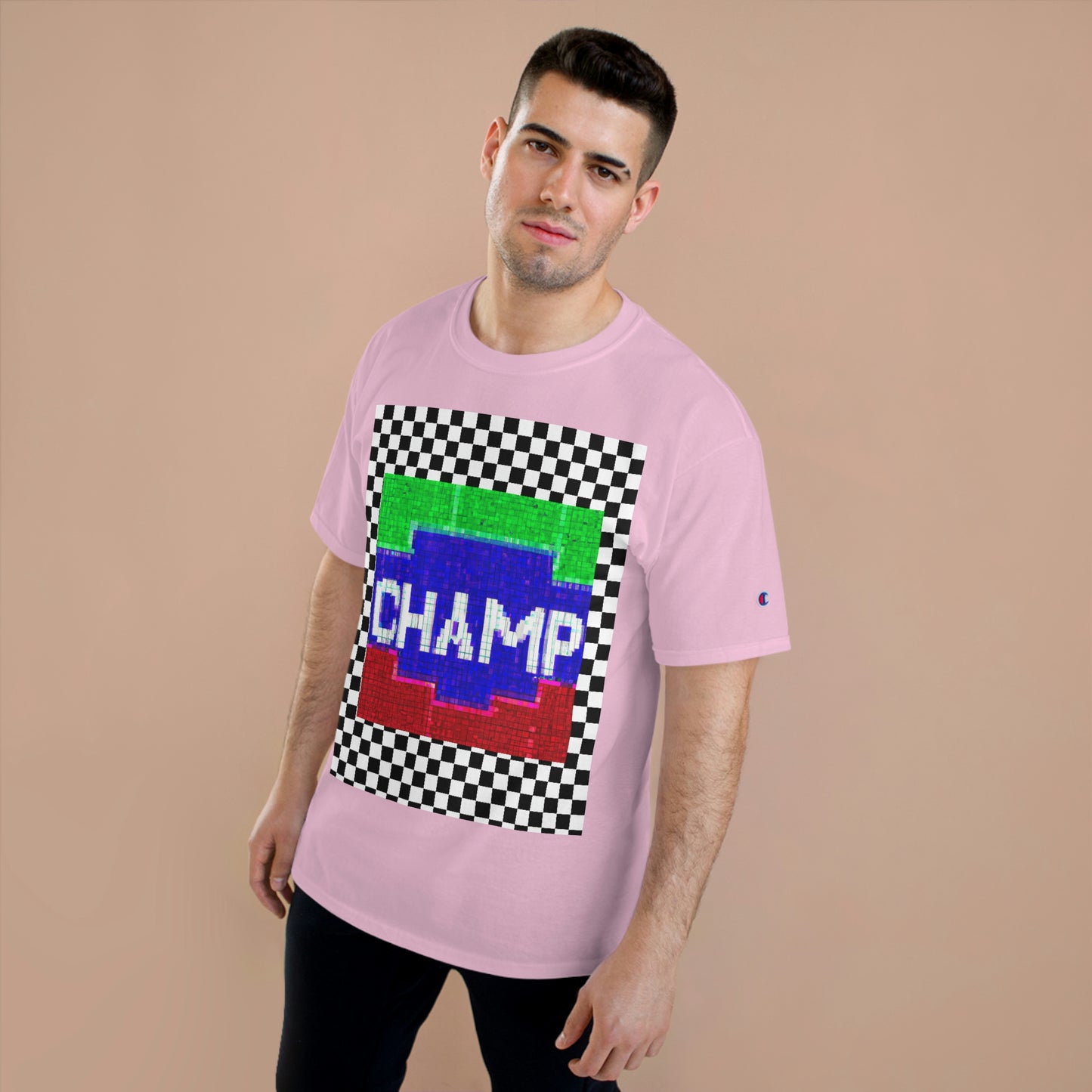 Checkered (CHAMP Logo 2 8-bit) - Champion T-Shirt