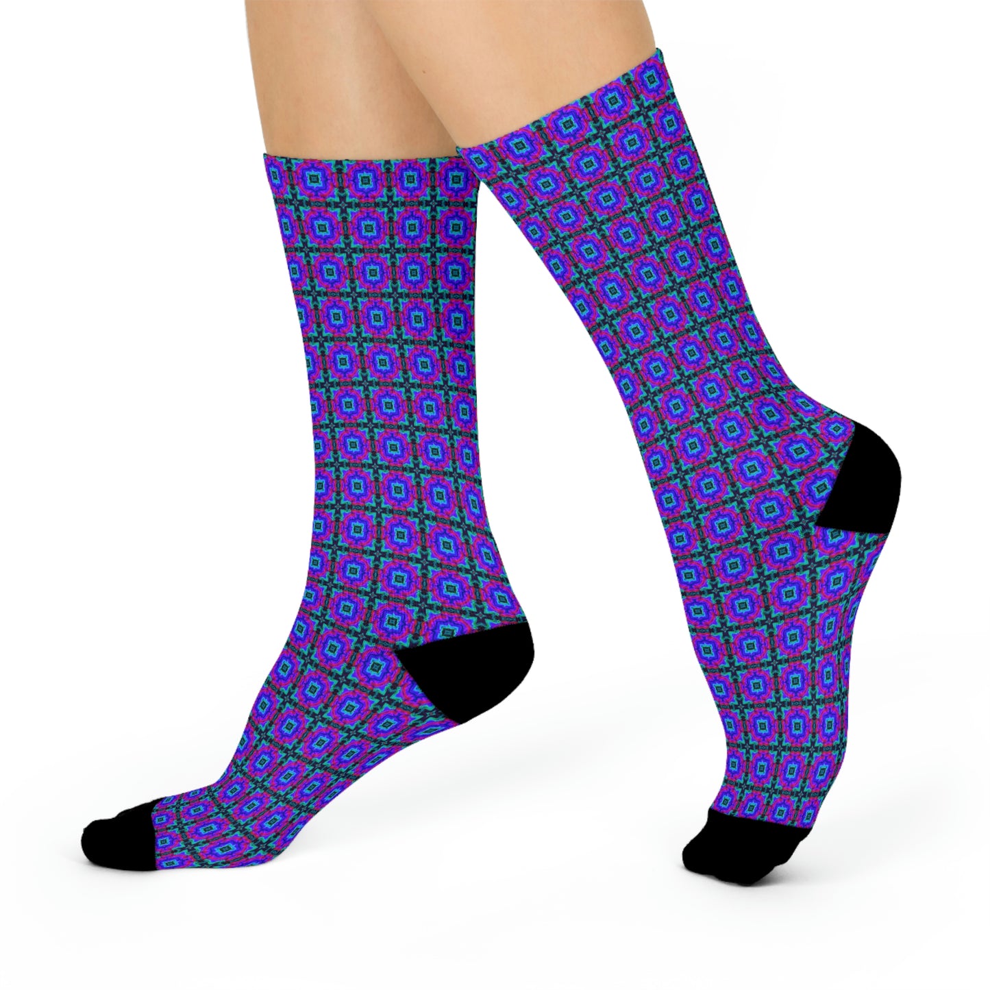 Vaporwave Purple - AI Art - Crew Socks