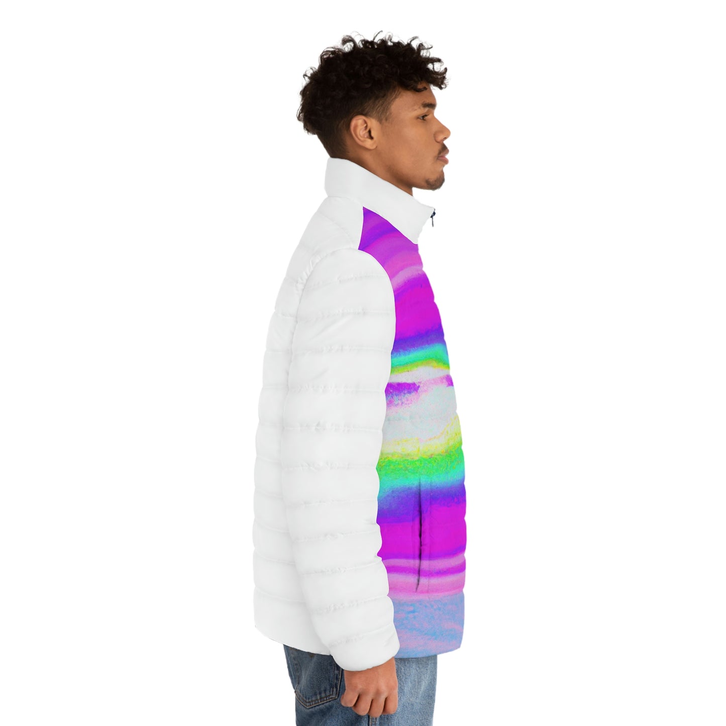 Hyperwave Island (Surfer Style) Spaceballer Jacket - AI Art - Men's Puffer Jacket