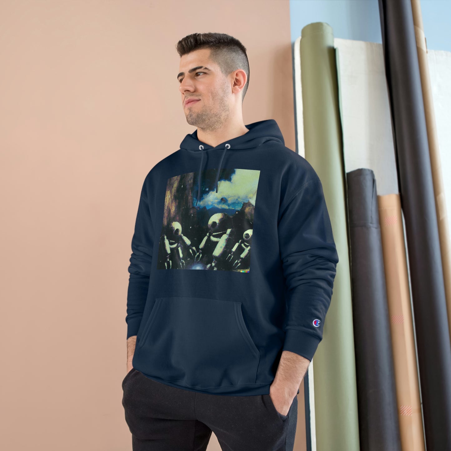 Robots in Space 2 - AI Art - Champion Hoodie