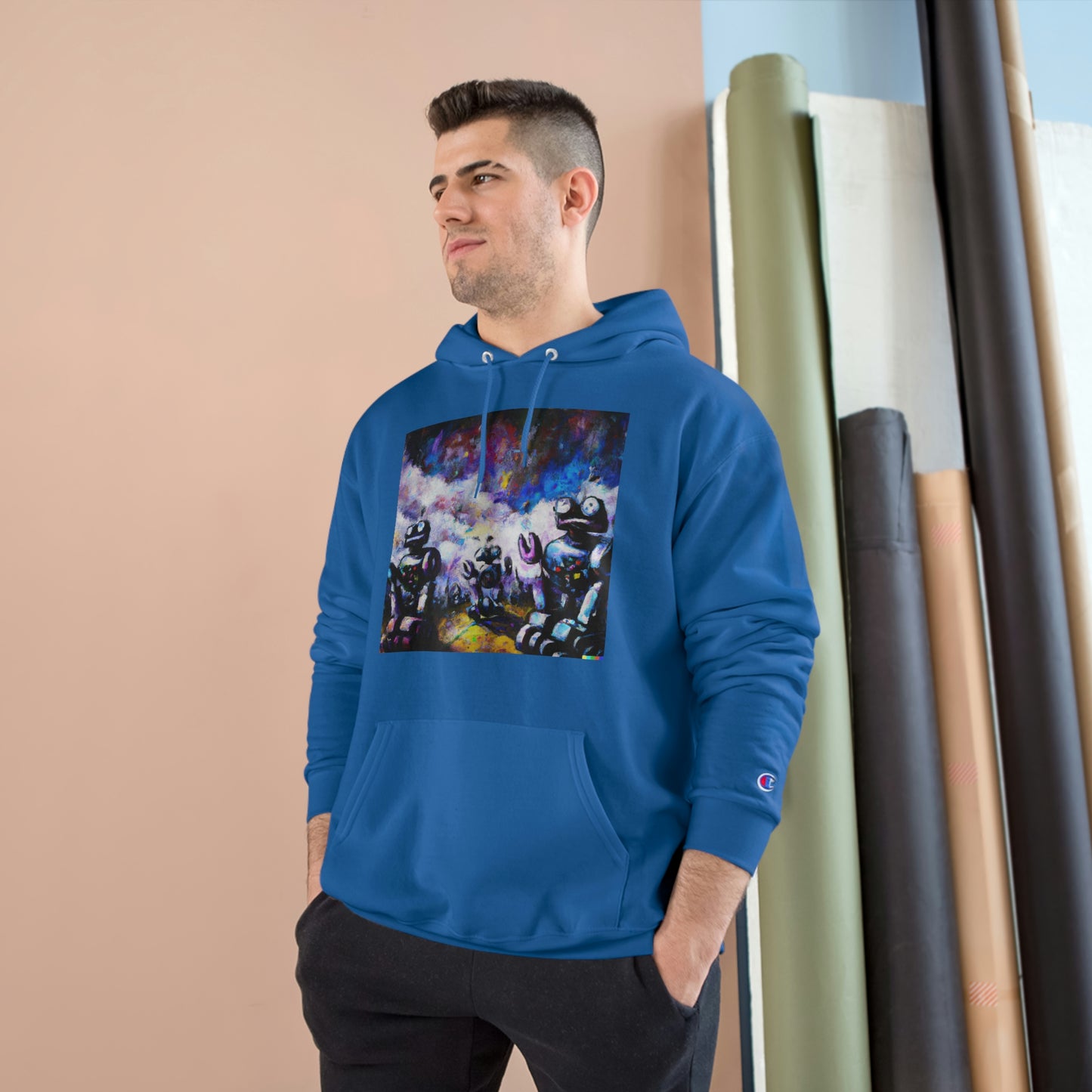 Robots in Space 3 - AI Art - Champion Hoodie