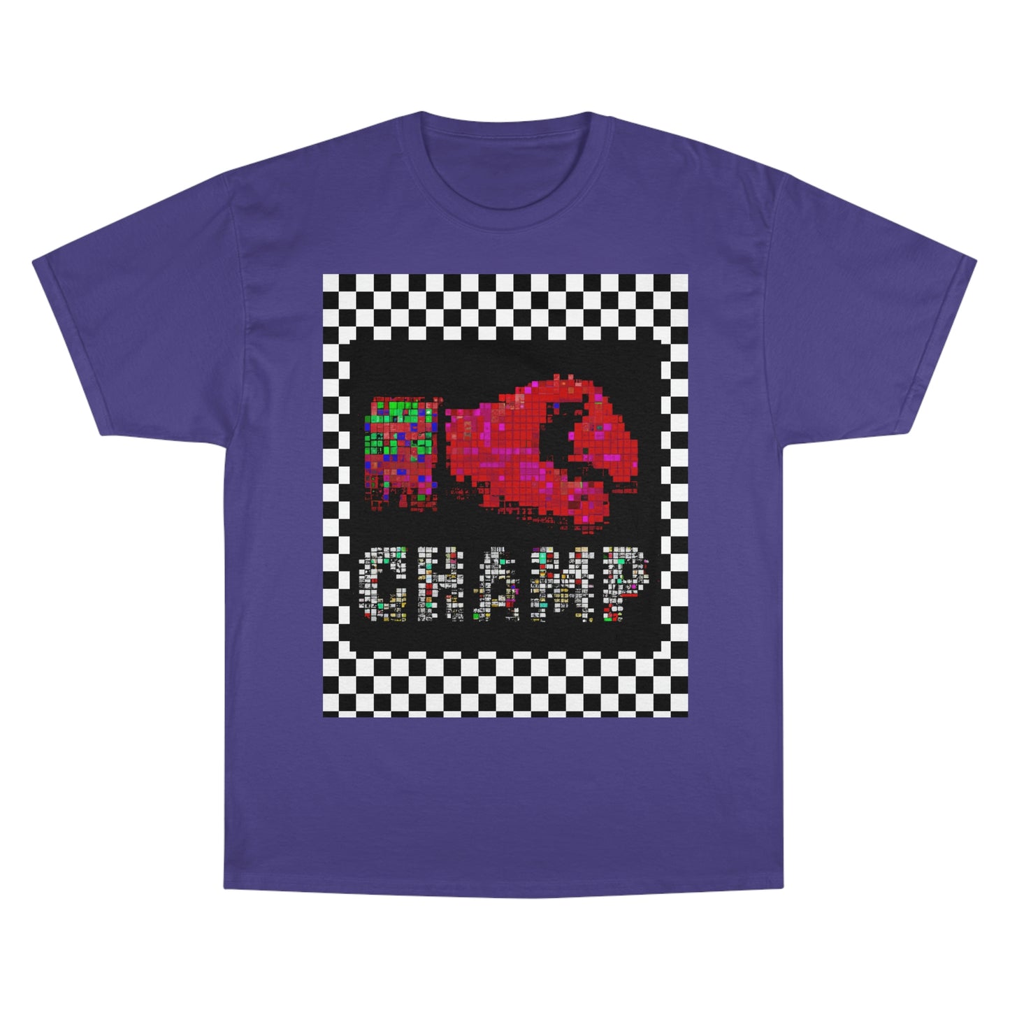 Checkered (CHAMP Logo 3 8-bit Boxing Glove) - Champion T-Shirt