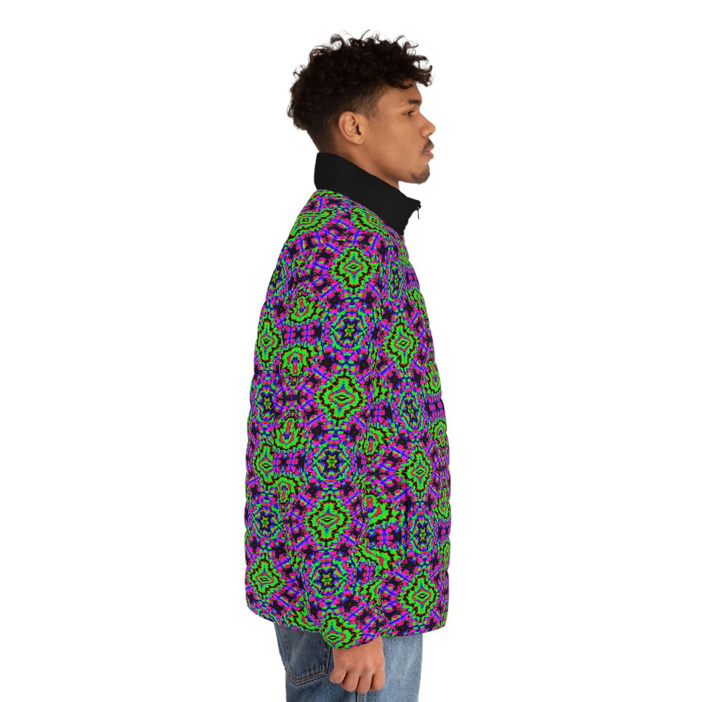 Hyperwave Fractal 2 Spaceballer Jacket - AI Art - Men's Puffer Jacket