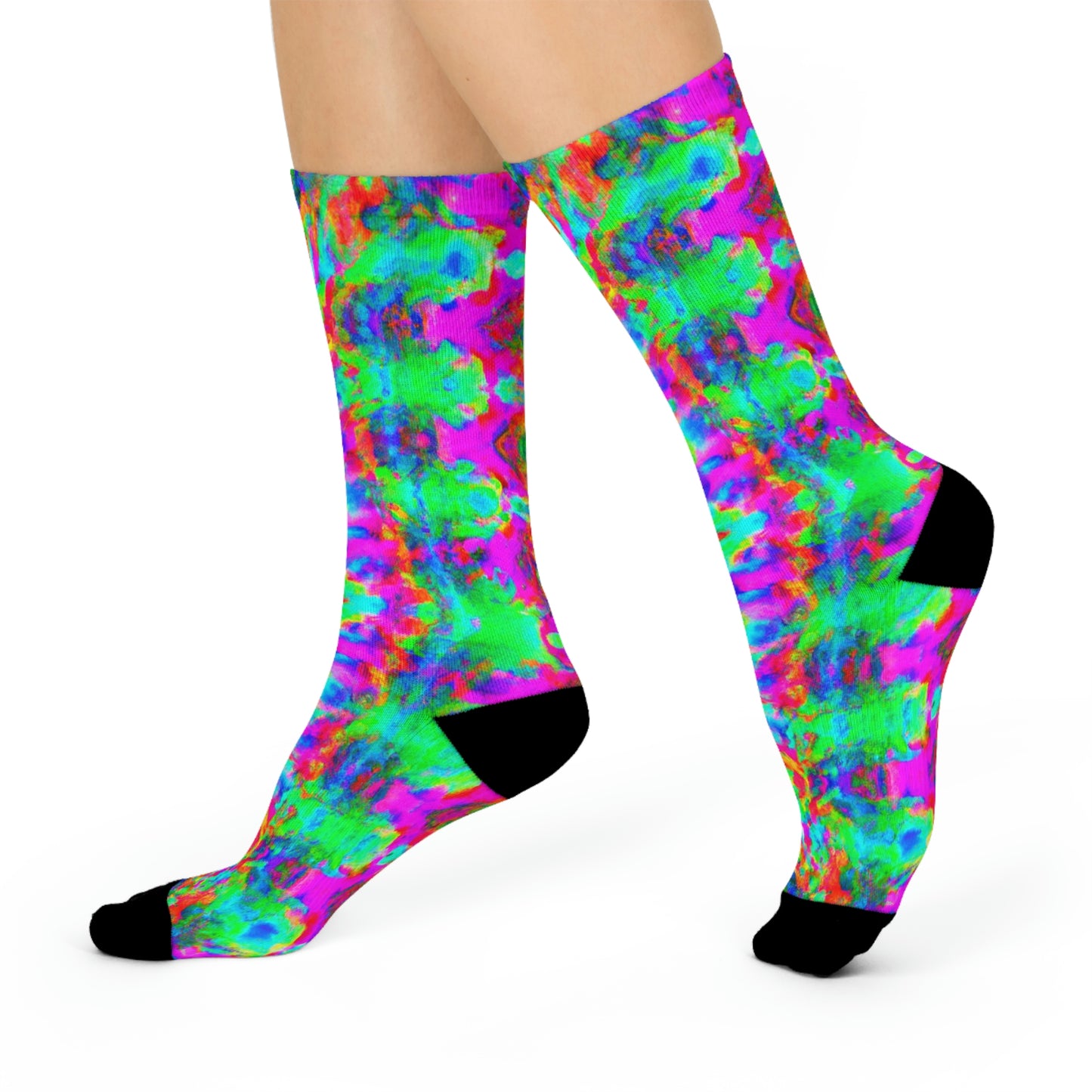 Hyperwave Tie-Dye 5 - AI Art - Crew Socks