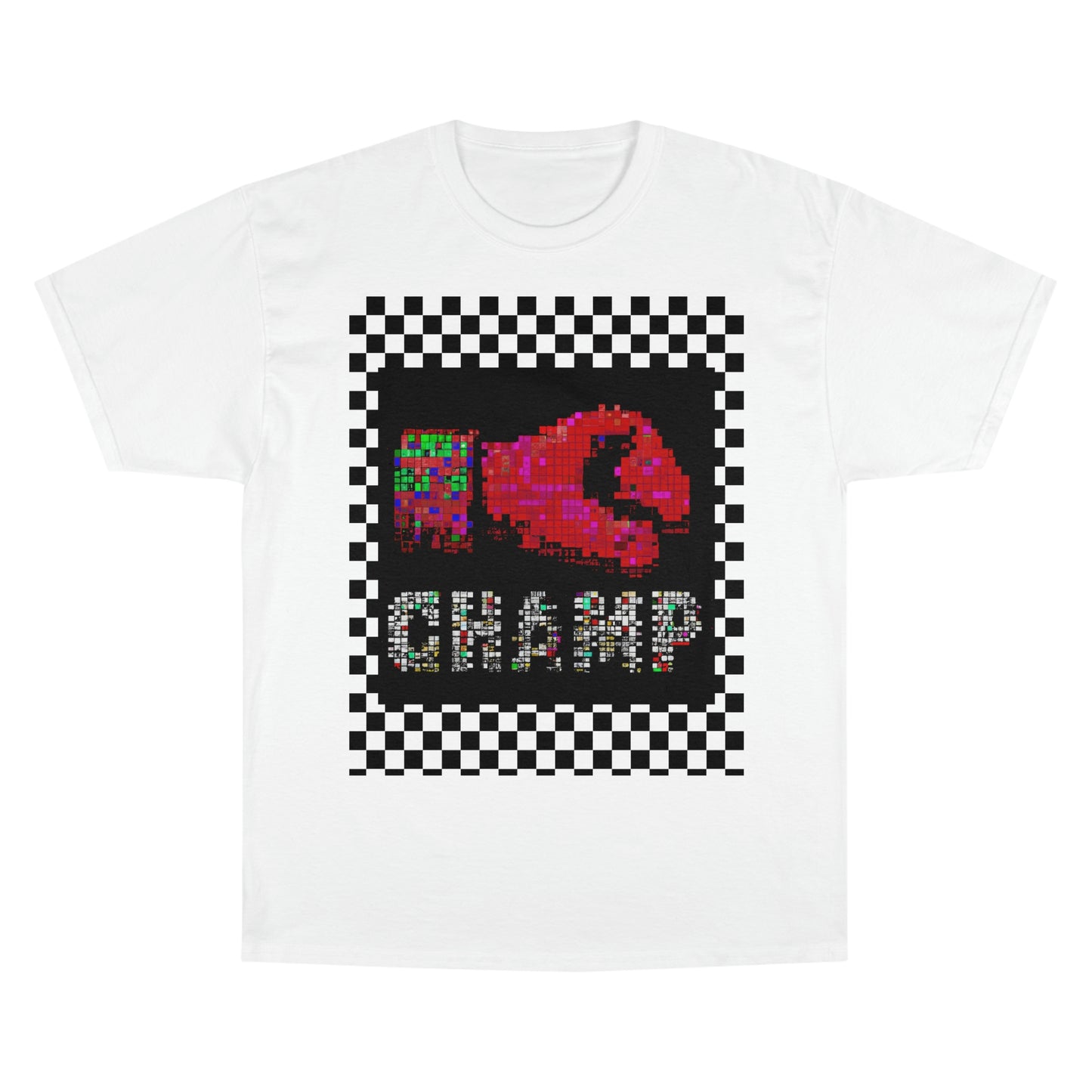 Checkered (CHAMP Logo 3 8-bit Boxing Glove) - Champion T-Shirt