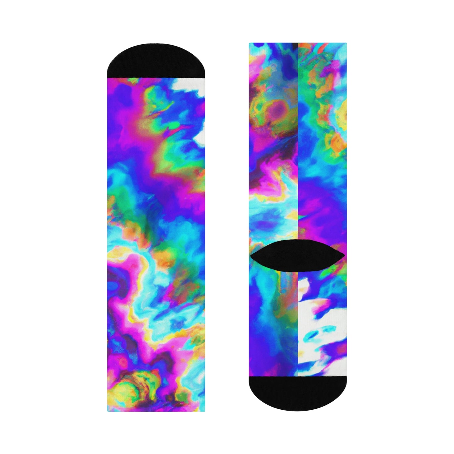 Hyperwave Tie-Dye 3 - AI Art - Crew Socks