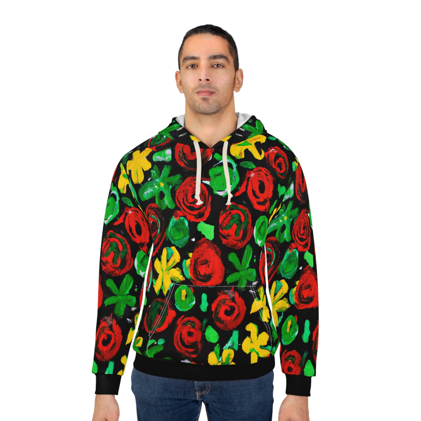 Paintbrush Floral Acrylic - AI Art - Pullover Hoodie