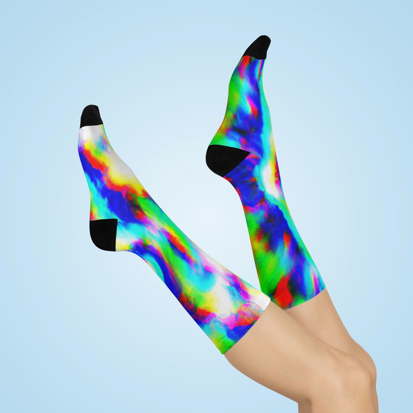 Hyperwave Tie-Dye 8 - AI Art - Crew Socks