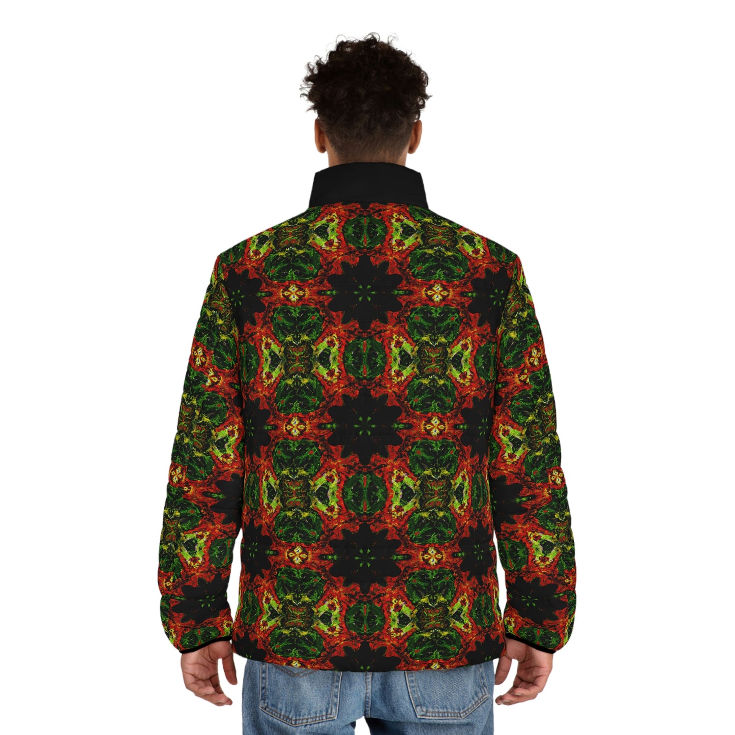 Rasta Blossom Pattern 1 Spaceballer Jacket - AI Art - Men's Puffer Jacket