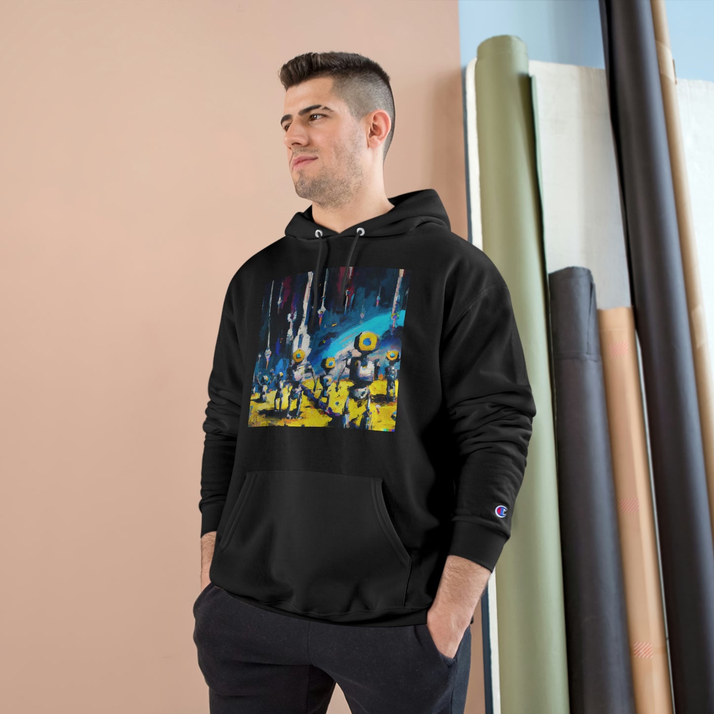 Robots in Space 1 - AI Art - Champion Hoodie