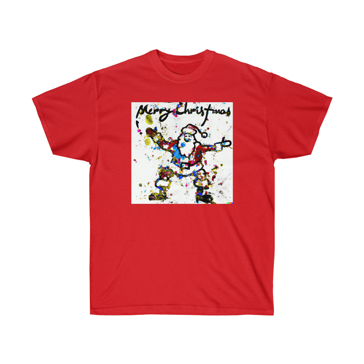 Pollock Style Santa v.1 "Merry Christmas" - AI Art - Ultra Cotton Tee