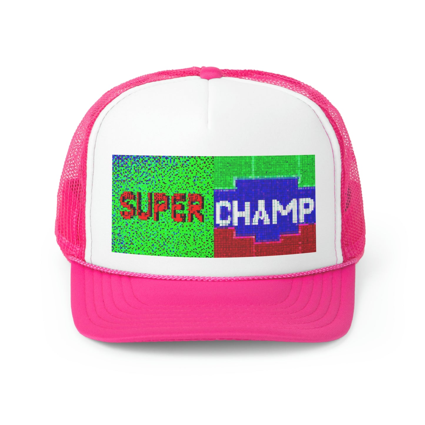 SUPER CHAMP (Alt Logo 4 Pixel) - AI Art - Trucker Hats