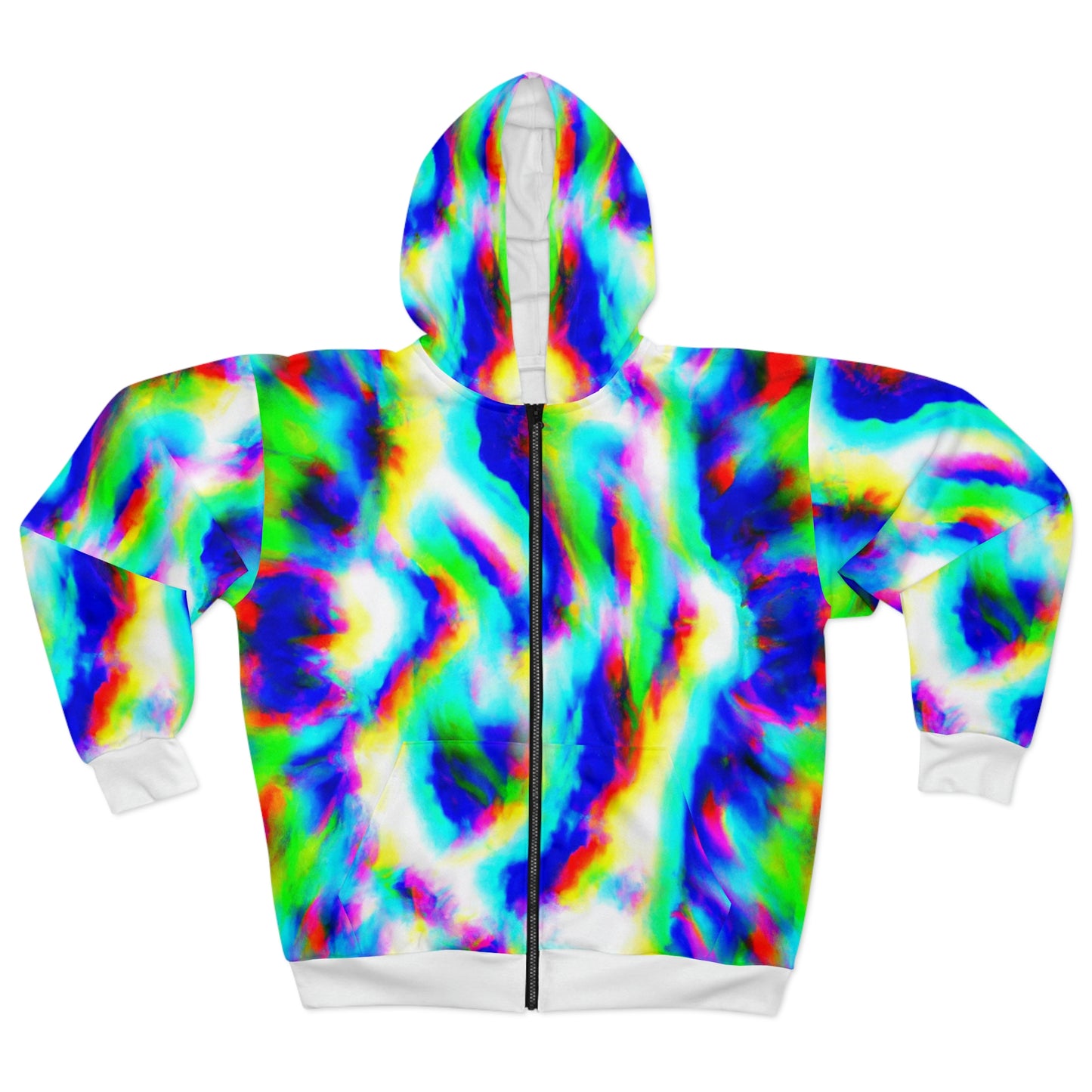 Hyperwave Tie-Dye 8 - AI Art - Zip Hoodie