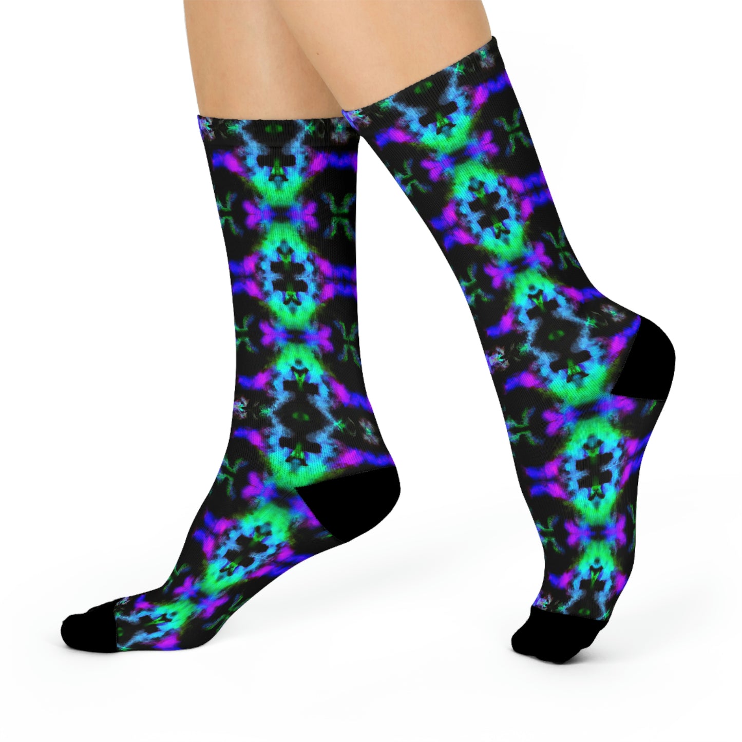 Hyperwave Fractal 4 - AI Art - Crew Socks