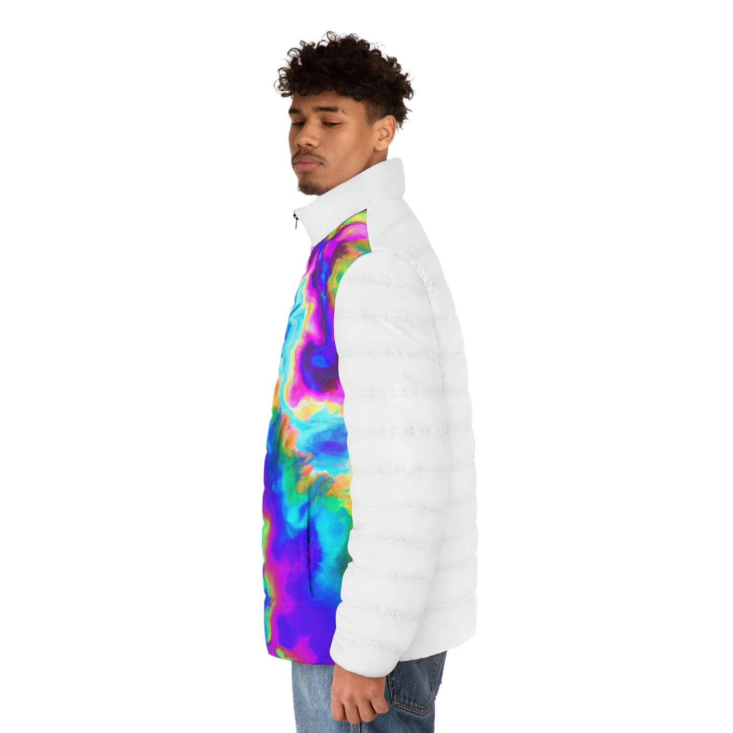 Hyperwave Tie-Dye 3 Spaceballer Jacket - AI Art - Men's Puffer Jacket