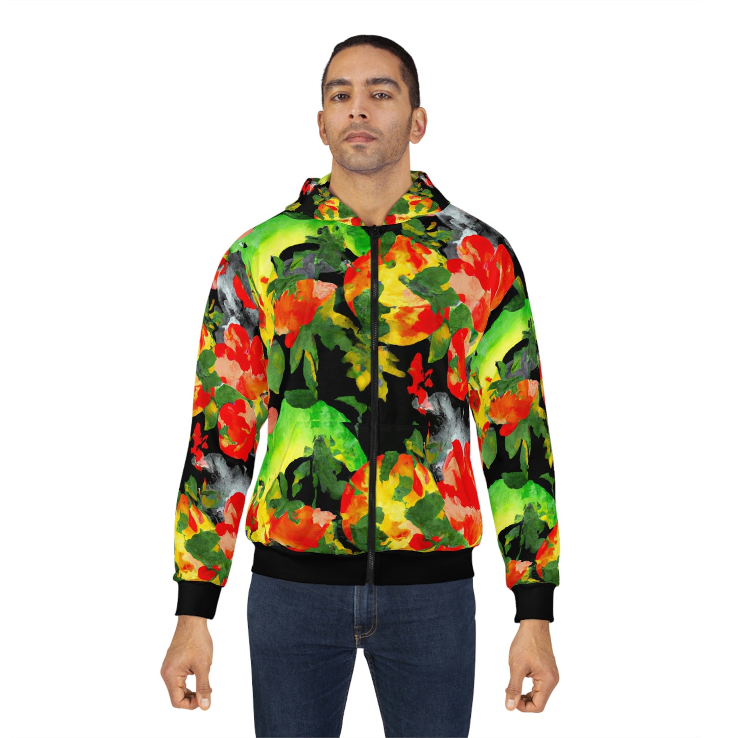 Peach Tree Watercolor - AI Art - Zip Hoodie